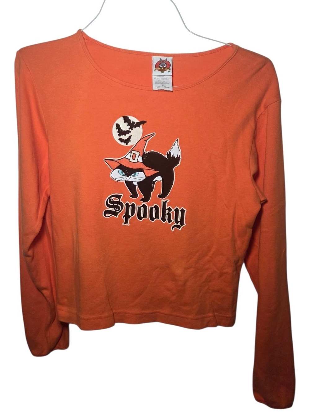 Vintage Y2K Looney Tunes Orange Halloween Spooky Cat Long Sleeve Tee Size Large